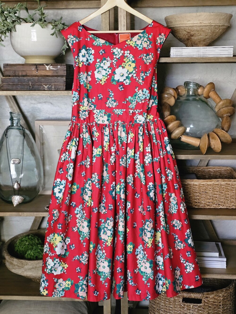 ModCloth Summer Cotton Floral 50's Silhouette Picnic Dress Sz 2X NWOT